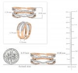 0.50 Carat (ctw) 14K White & Rose Gold Two Tone Round Cut Diamond Ladies Anniversary Wedding Band Enhancer Guard Double Chevron Ring 1/2 CT