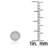 0.90 Carat (ctw) 14K White Gold Round White Diamond Ladies Circle Cluster Flower Stud Earrings
