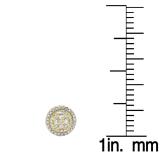 0.90 Carat (ctw) 18K Yellow Gold Round White Diamond Ladies Circle Cluster Flower Stud Earrings
