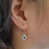 0.50 Carat (ctw) 10K White Gold Round Cut Black & White Diamond Ladies Halo Style Dangling Drop Earrings 1/2 CT