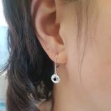 0.50 Carat (ctw) 14K White Gold Round Cut Black & White Diamond Ladies Halo Style Dangling Drop Earrings 1/2 CT