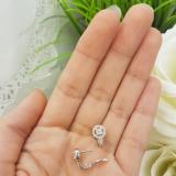 0.50 Carat (ctw) 10K White Gold Round White Diamond Ladies Halo Style Hoop Earrings 1/2 CT