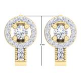 0.50 Carat (ctw) 14K Yellow Gold Round White Diamond Ladies Halo Style Hoop Earrings 1/2 CT