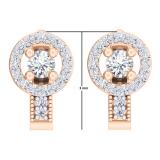 0.50 Carat (ctw) 18K Rose Gold Round White Diamond Ladies Halo Style Hoop Earrings 1/2 CT