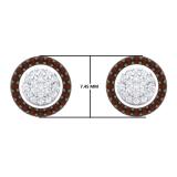 0.25 Carat (ctw) 10K White Gold Round Champagne & White Diamond Ladies Cluster Style Stud Earrings 1/4 CT