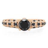 1.15 Carat (ctw) 18K Rose Gold Round Cut Black Diamond Ladies Bridal Vintage & Antique Engagement Ring