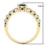 1.15 Carat (ctw) 18K Yellow Gold Round Cut Black Diamond Ladies Bridal Vintage & Antique Engagement Ring