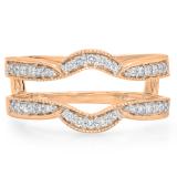 0.35 Carat (ctw) 10K Rose Gold Round Diamond Ladies Anniversary Wedding Band Enhancer Double Guard Ring 1/3 CT