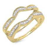 0.35 Carat (ctw) 10K Yellow Gold Round Diamond Ladies Anniversary Wedding Band Enhancer Double Guard Ring 1/3 CT