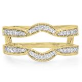 0.35 Carat (ctw) 10K Yellow Gold Round Diamond Ladies Anniversary Wedding Band Enhancer Double Guard Ring 1/3 CT