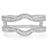 0.35 Carat (ctw) 14K White Gold Round Diamond Ladies Anniversary Wedding Band Enhancer Double Guard Ring 1/3 CT