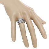 0.60 Carat (ctw) 18K White Gold Round Cut Diamond Ladies Bridal Split Shank Halo Engagement Ring With Matching Band Set