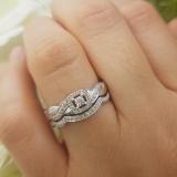 0.30 Carat (ctw) Sterling Silver Round Cut Diamond Ladies Crossover Swirl Bridal Engagement Ring With Matching Band Set 1/3 CT