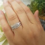 0.30 Carat (ctw) Sterling Silver Round Cut Diamond Ladies Crossover Swirl Bridal Engagement Ring With Matching Band Set 1/3 CT