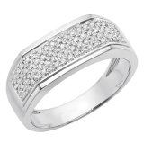 0.40 Carat (ctw) Sterling Silver Round White Diamond Men's Micro Pave Hip Hop Wedding Band