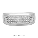 0.40 Carat (ctw) Sterling Silver Round White Diamond Men's Micro Pave Hip Hop Wedding Band