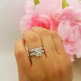 0.35 Carat (ctw) Sterling Silver Round & Princess Cut White Diamond Ladies Bridal Engagement Ring With Matching Band Set 1/3 CT