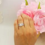0.35 Carat (ctw) Sterling Silver Round & Princess Cut White Diamond Ladies Bridal Engagement Ring With Matching Band Set 1/3 CT