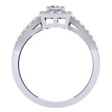 0.75 Carat (ctw) 10K White Gold Round Cut White Diamond Ladies Bridal Split Shank Halo Style Engagement Ring 3/4 CT