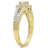 0.75 Carat (ctw) 10K Yellow Gold Round Cut White Diamond Ladies Bridal Split Shank Halo Style Engagement Ring 3/4 CT