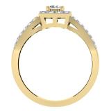 0.75 Carat (ctw) 10K Yellow Gold Round Cut White Diamond Ladies Bridal Split Shank Halo Style Engagement Ring 3/4 CT