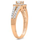 0.75 Carat (ctw) 14K Rose Gold Round Cut White Diamond Ladies Bridal Split Shank Halo Style Engagement Ring 3/4 CT