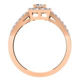 0.75 Carat (ctw) 14K Rose Gold Round Cut White Diamond Ladies Bridal Split Shank Halo Style Engagement Ring 3/4 CT