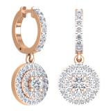 0.70 Carat (ctw) 10K Rose Gold Round White Diamond Ladies Halo Style Dangling Earrings 3/4 CT