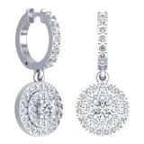 0.70 Carat (ctw) 10K White Gold Round White Diamond Ladies Halo Style Dangling Earrings 3/4 CT