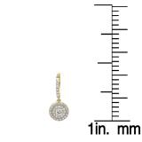 0.70 Carat (ctw) 10K Yellow Gold Round White Diamond Ladies Halo Style Dangling Earrings 3/4 CT