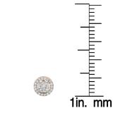 1.15 Carat (ctw) 18K Rose Gold Round Cut White Diamond Ladies Cluster Style Stud Earrings