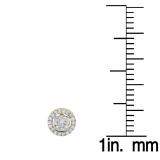 1.15 Carat (ctw) 18K Yellow Gold Round Cut White Diamond Ladies Cluster Style Stud Earrings