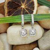 0.50 Carat (ctw) 10K White Gold Round White Diamond Ladies Halo Style Dangling Earrings 1/2 CT