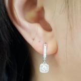 0.50 Carat (ctw) 18K White Gold Round White Diamond Ladies Halo Style Dangling Earrings 1/2 CT