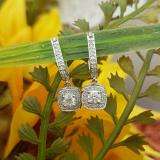 0.50 Carat (ctw) 18K White Gold Round White Diamond Ladies Halo Style Dangling Earrings 1/2 CT