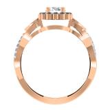 0.75 Carat (ctw) 14K Rose Gold Round Cut Black & White Diamond Ladies Bridal Swirl Split Shank Halo Engagement Ring 3/4 CT