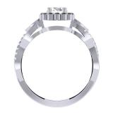 0.75 Carat (ctw) 14K White Gold Round Cut Black & White Diamond Ladies Bridal Swirl Split Shank Halo Engagement Ring 3/4 CT