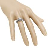 0.75 Carat (ctw) 14K White Gold Round Cut Black & White Diamond Ladies Bridal Swirl Split Shank Halo Engagement Ring 3/4 CT