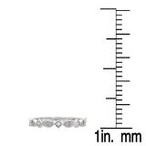 0.10 Carat (ctw) 10K White Gold Round Pink Sapphire & Diamond Ladies Vintage Style Milgrain Stackable Wedding Band 1/10 CT