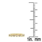 0.10 Carat (ctw) 10K Yellow Gold Round Pink Sapphire & Diamond Ladies Vintage Style Milgrain Stackable Wedding Band 1/10 CT
