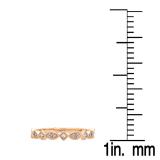 0.10 Carat (ctw) 18K Rose Gold Round Pink Sapphire & Diamond Ladies Vintage Style Milgrain Stackable Wedding Band 1/10 CT