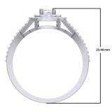 0.55 Carat (ctw) 10K White Gold Princess & Round Cut Diamond Ladies Split Shank Vintage Style Bridal Halo Engagement Ring 1/2 CT
