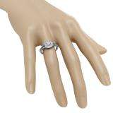 0.55 Carat (ctw) 10K White Gold Princess & Round Cut Diamond Ladies Split Shank Vintage Style Bridal Halo Engagement Ring 1/2 CT