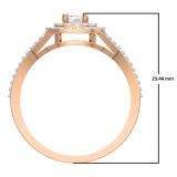 0.55 Carat (ctw) 14K Rose Gold Princess & Round Cut Diamond Ladies Split Shank Vintage Style Bridal Halo Engagement Ring 1/2 CT