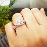 0.95 Carat (ctw) 14K Rose Gold Round Cut White Diamond Ladies Swirl Bridal Split Shank Halo Engagement Ring With Matching Band Set 1 CT