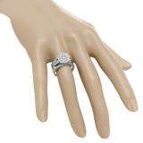 1.10 Carat (ctw) 10K White Gold Round Cut Diamond Ladies Split Shank Cluster Style Engagement Ring With Matching Band Set 1 CT