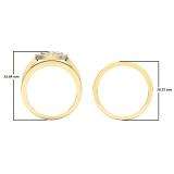 1.10 Carat (ctw) 10K Yellow Gold Round Cut Diamond Ladies Split Shank Cluster Style Engagement Ring With Matching Band Set 1 CT