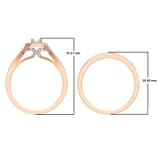 0.40 Carat (ctw) 18K Rose Gold Princess & Round Cut Diamond Ladies Split Shank Halo Bridal Engagement Ring With Matching Band Set