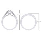 0.40 Carat (ctw) 18K White Gold Princess & Round Cut Diamond Ladies Split Shank Halo Bridal Engagement Ring With Matching Band Set