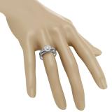 0.40 Carat (ctw) 18K White Gold Princess & Round Cut Diamond Ladies Split Shank Halo Bridal Engagement Ring With Matching Band Set